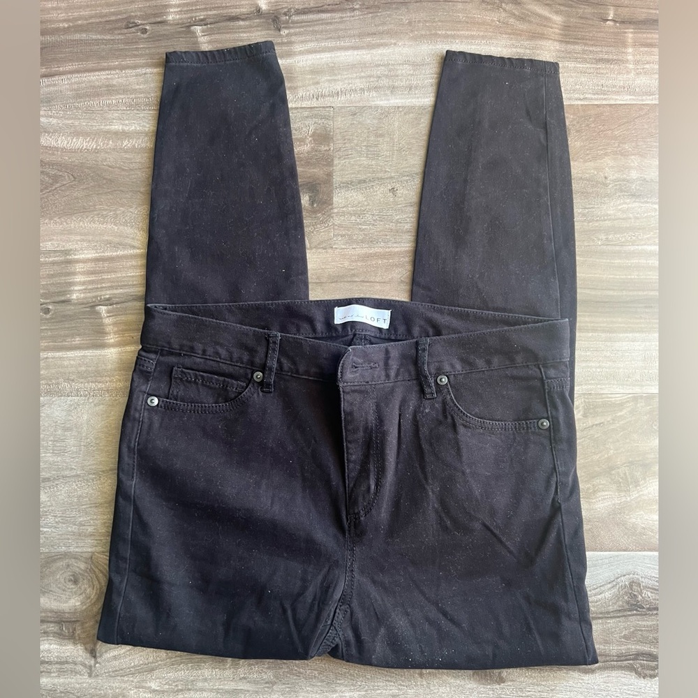 LOFT Women's Black Denim Overalls